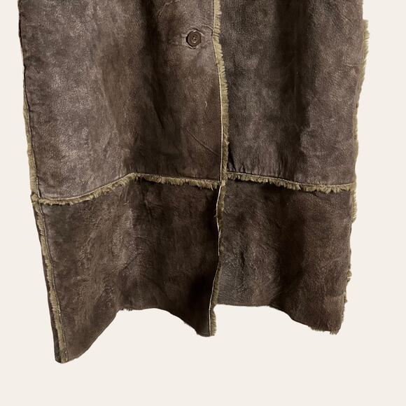 Vintage Newport News Suede Leather Faux Fur Lined Long Coat Size L - Picture 6 of 11